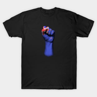 Flag of New Zealand on a Raised Clenched Fist T-Shirt